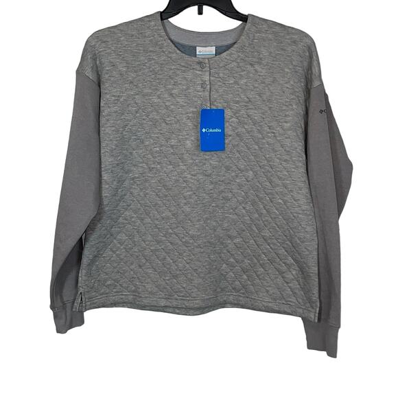 Columbia Women's Hart Mountain Quilted Crewneck Top -grey large - Picture 1 of 8